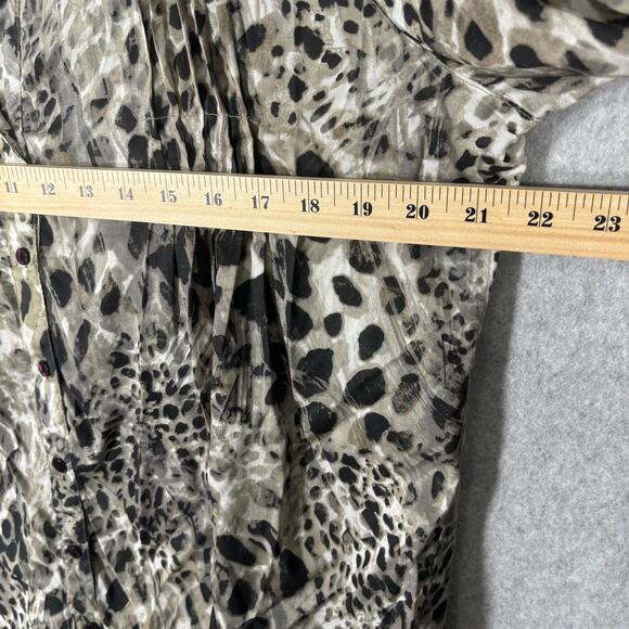 90s Gloria Vanderbilt Top Large Modal Animal Leopard Pleated Neutrals Tunic Loud - Picture 10 of 14
